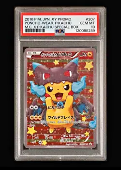 Pokemon Poncho-Wearing Pikachu M Charizard Promo Card XY207 PSA 10 - Image 1