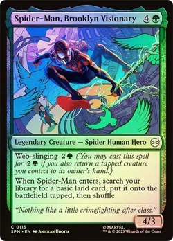 NM Foil Spider-Man, Brooklyn Visionary, MTG, Marvel's Spider-Man, Magic, 115 - Image 1