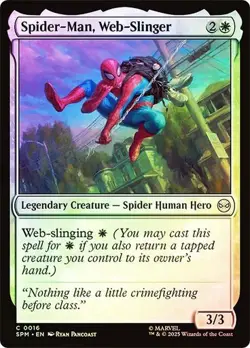 NM Foil Spider-Man, Web-Slinger, MTG, Marvel's Spider-Man, Magic, 16 - Image 1