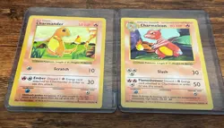 Charmander 46/102 Charmeleon 24/102 SHADOWLESS NM Pair Pokemon Base - Image 1