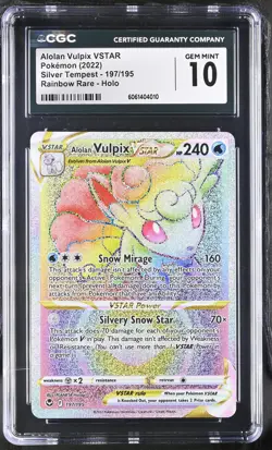 2022 Pokemon Silver Tempest Rainbow Rare Alolan Vulpix VSTAR #197 CGC 10 - Image 1