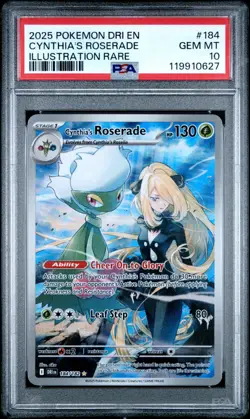 2025 Pokemon Destined Rivals CYNTHIA'S ROSERADE PSA 10 Illustration Rare 184/182 - Image 1