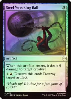 NM Foil Steel Wrecking Ball, MTG, Marvel's Spider-Man, Magic the Gathering, 177 - Image 1