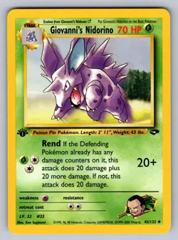 Giovanni's Nidorino 45/132 Uncommon Gym Challenge Pokemon 1st Edition Near Mint - Image 1