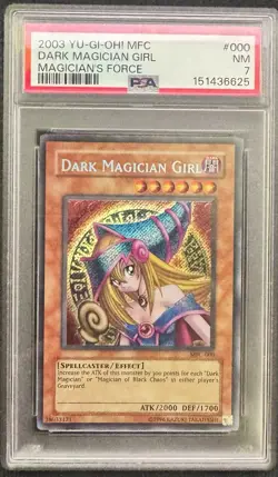 Konami 2003 Yu-Gi-Oh! Dark Magician Girl MFC-000 Secret Rare Foil PSA 7 - Image 1