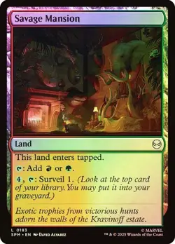 NM Foil Savage Mansion, MTG, Marvel's Spider-Man, Magic the Gathering, 183 - Image 1