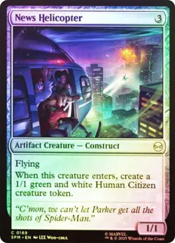 NM Foil News Helicopter, MTG, Marvel's Spider-Man, Magic the Gathering, 169 - Image 1