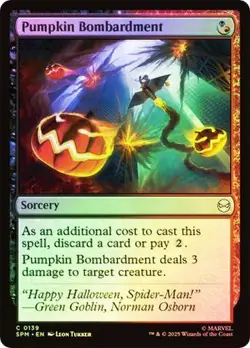 NM Foil Pumpkin Bombardment, MTG, Marvel's Spider-Man, Magic the Gathering, 139 - Image 1