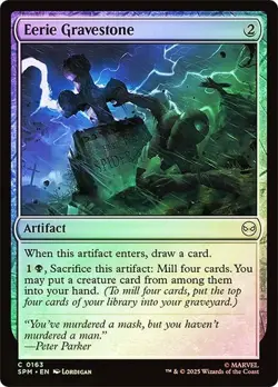 NM Foil Eerie Gravestone, MTG, Marvel's Spider-Man, Magic the Gathering, 163 - Image 1