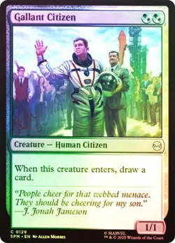 NM Foil Gallant Citizen, MTG, Marvel's Spider-Man, Magic the Gathering, 129 - Image 1