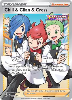 Pokemon Fusion Strike Full Art Chili & Cilan & Cress 258/264 - Near Mint (NM) - Image 1