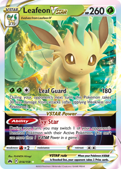 Pokemon Crown Zenith Full Art Leafeon VSTAR 014/159 - Near Mint (NM) - Image 1
