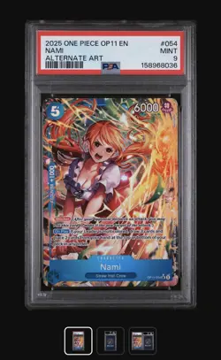 Nami Alt Art PSA 9 OP11-054 2025 English One Piece TCG - Image 1