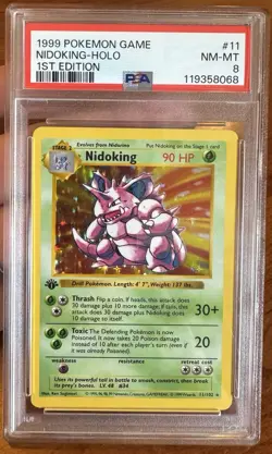 Nidoking 1999 Base Set Holo #11 FIRST EDITION NM-MT PSA 8 - Image 1