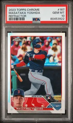 2023 Topps Chrome Refractors Masataka Yoshida #167 RC PSA 10 GEM MT Red Sox - Image 1