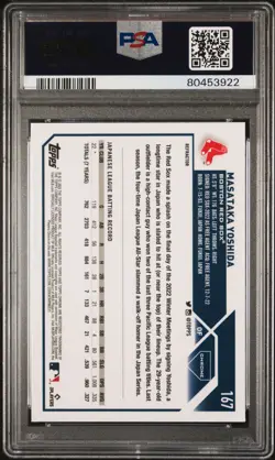 2023 Topps Chrome Refractors Masataka Yoshida #167 RC PSA 10 GEM MT Red Sox - Image 2