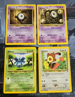 Neo Discovery Card Lot Unown [O], [E], Sentret, Pineco Regular Pokemon Vintage - Image 1