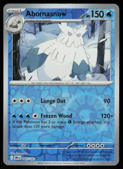 Abomasnow 060/182 Uncommon Destined Rivals Pokemon Reverse Holo Near Mint - Image 1