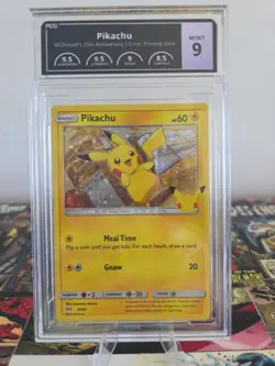 Pokemon Pikachu 25/25 25th Anniversary McDonald's Holo Promo Graded PCG 9 ERROR - Image 1