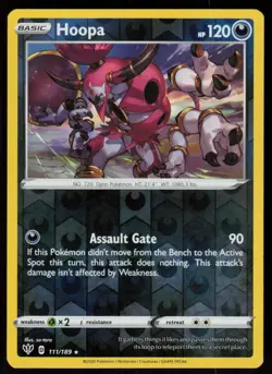 Hoopa 111/189 Holo Rare Darkness Ablaze Pokemon Reverse Holo Lightly Played - Image 1