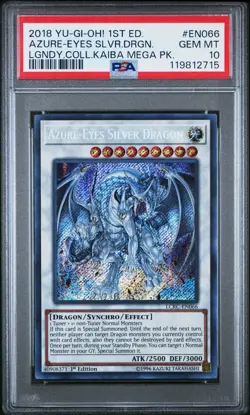 Yu-Gi-Oh! Azure-Eyes Silver Dragon LCKC-EN066 1st Edition PSA 10 Gem Mint - Image 1