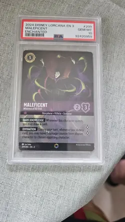2024 Disney Lorcana EN 3 Enchanted Maleficent Mistress All Evil #209 PSA 10 - Image 1