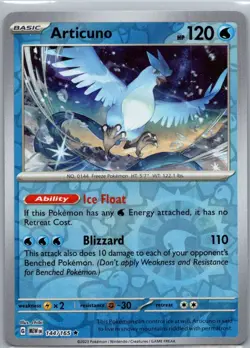 Articuno 144/165 Rare 151 Pokemon Reverse Holo Near Mint - Image 1