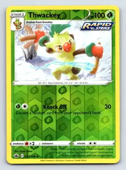 Thwackey 017/198 Uncommon Chilling Reign Pokemon Reverse Holo Near Mint - Image 1