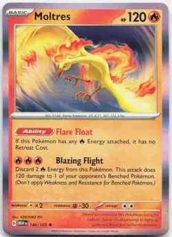 Moltres 146/165 Rare 151 Pokemon Holo Near Mint - Image 1