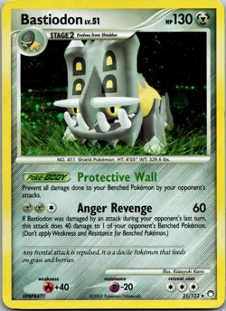 Bastiodon 21/123 Rare Mysterious Treasures Pokemon Reverse Holo Heavily Played - Image 1