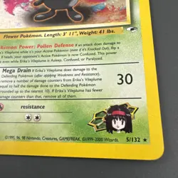 2000 Pokemon Gym Heroes Erika's Vileplume Holo #5/132 - Image 4
