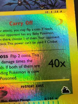 E Reader Reverse Holo Crobat (6) 006/144 Skyridge Pokemon TCG Card Play Game Tra - Image 3