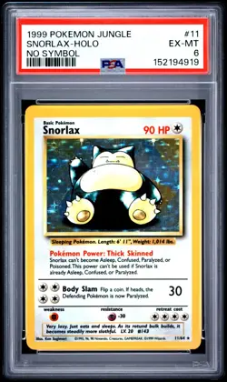 PSA 6 Snorlax Holo NO SYMBOL 11/64 Pokemon Jungle 1999 - Image 1