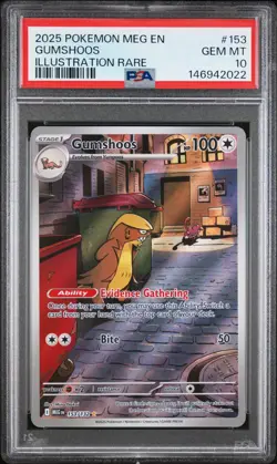 2025 POKEMON MEG EN MEGA EVOLUTION ILLUSTRATION RARE #153 GUMSHOOS PSA 10 - Image 1