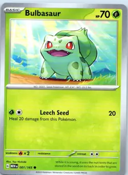 Bulbasaur 001/165 Common 151 Pokemon Near Mint - Image 1