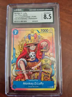 2024 ONE PIECE MONKEY D. LUFFY PROMO 2ND ANNIV P-043 CGC 8.5 RC7 - Image 1