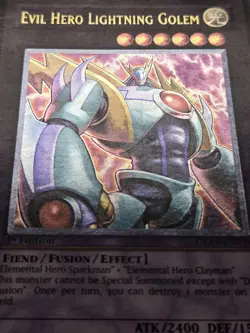 Evil Hero Lightning Golem (UTR) GLAS-EN039 1st Edition Ultimate Rare Yugioh MP - Image 3