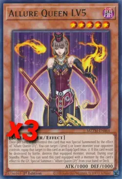 x3 Yugioh! - Allure Queen LV5 - MZTM-EN06 - Maze of the Master - Rare - 1st Ed - Image 1