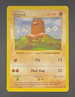 Pokemon Card Diglett 47/102 Shadowless Base Set - Heavily Played - Image 1