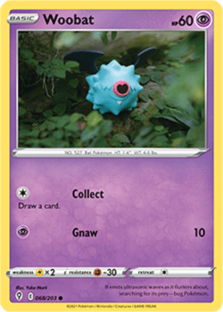 1x Woobat 068/203 REVERSE HOLO Evolving Skies Pokemon TCG Card NM - Image 1