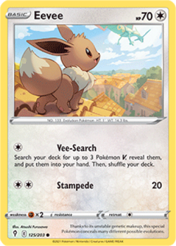 1x Eevee 125/203 REVERSE HOLO Evolving Skies Pokemon TCG Card NM - Image 1