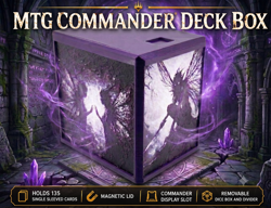MTG Dark Faerie Commander Deck Box – Magnetic Lid, Dice Box & Divider - Image 1