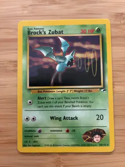 Brock's Zubat 24/132 Basic Gym Heroes Series RARE 2000 Pokemon Card WOTC LP - Image 1