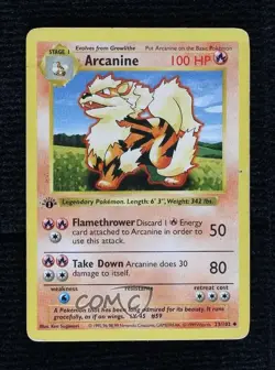 Arcanine Shadowless 1st Ed. Pokemon Base Set #23 1999 - Image 1