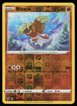 Binacle 103/192 Common Rebel Clash Pokemon Reverse Holo Lightly Played - Image 1