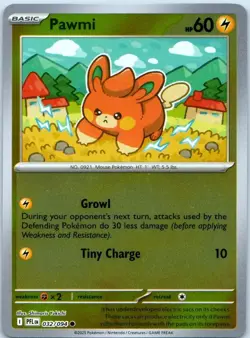 Pawmi 032/094 Common Phantasmal Flames Pokemon Reverse Holo Near Mint - Image 1