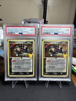 Greninja Gold Star SWSH144 Celebrations Black Star Promo 2-Pack PSA 9s - Image 1