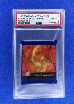 1999 Pokemon Action Flipz Series One #2 Charmander, Charmeleon, Charizard PSA 8 - Image 1