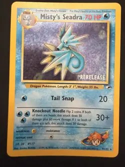 Misty's Seadra 9/132 Gym Heroes Prerelease Stamped Holo Rare 2000 Pokemon - Image 1