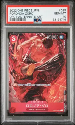 One Piece 2022 Roronoa Zoro Alternate Art OP01-025 SR Japanese PSA 10 - Image 1